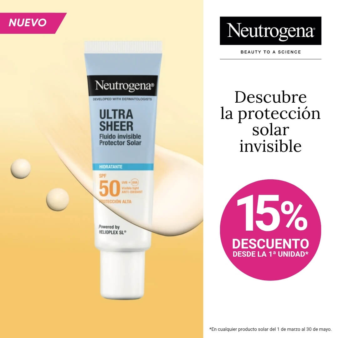 Descubre la protección solar invisible. 15% de descuento desde la primera unidad en solares Neutrogena