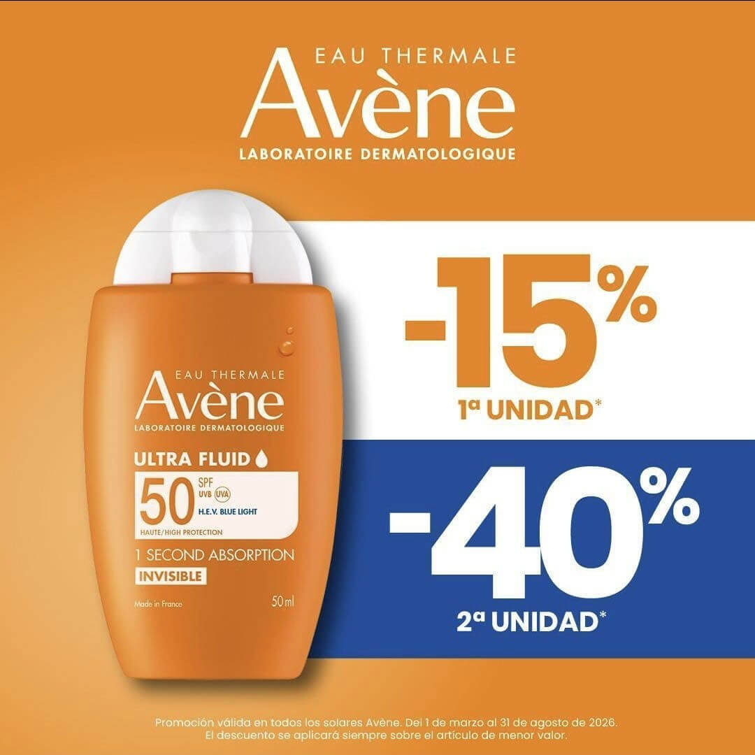 Avène Sun: 15% descuento primera unidad, 40% descuento segunda unidad