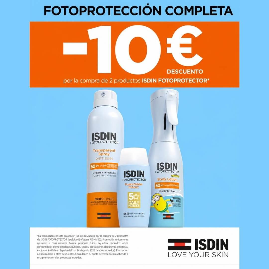 -10€ DESCUENTO por la compra de 2 productos ISDIN FOTOPROTECTOR